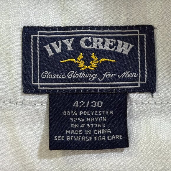 NWOT IVY Crew Slacks-Pants Men's 42X30 Gray Houndstooth Pleated, Creased, Cuffed - Picture 15 of 16